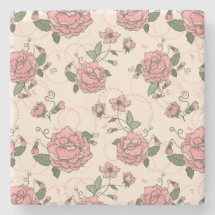 Posavasos De Piedra Estampado de flores 5
