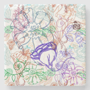 Posavasos De Piedra Estampado de flores 6