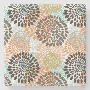 Posavasos De Piedra Estampado de flores 8