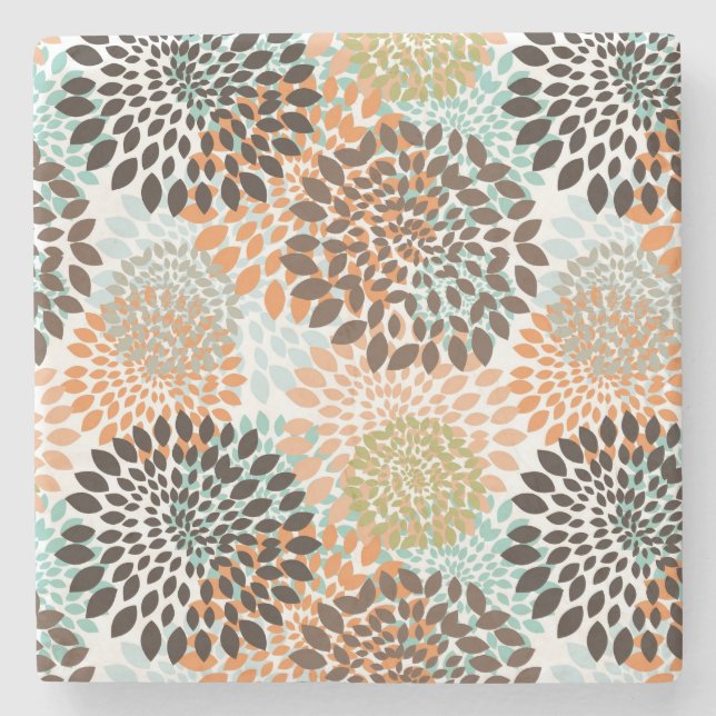 Posavasos De Piedra Estampado de flores 8 (Anverso)