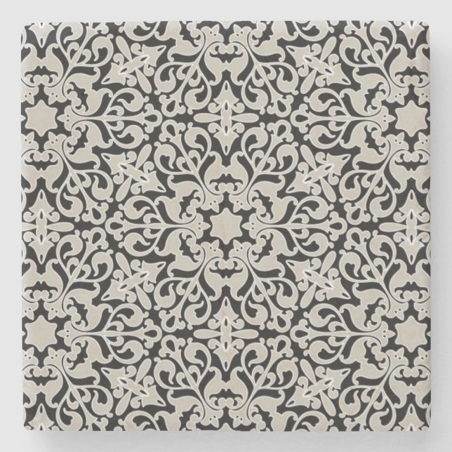 Posavasos De Piedra Estampado de flores árabe (Anverso)