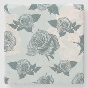 Posavasos De Piedra Estampado de flores con el rosa