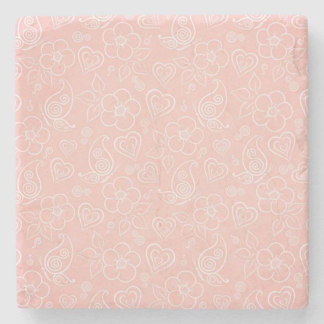 Posavasos De Piedra Estampado de flores decorativo (Anverso)