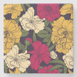 Posavasos De Piedra Estampado de flores elegante