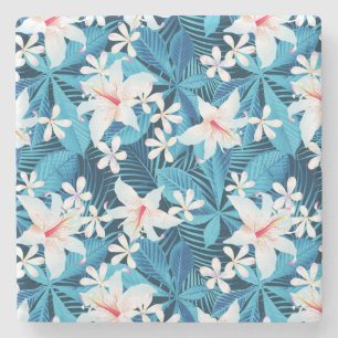 Posavasos De Piedra Estampado de flores tropical del hibisco