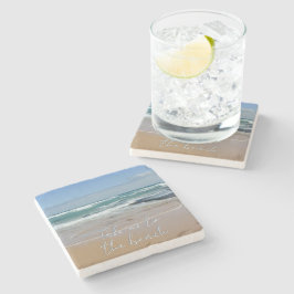 Posavasos De Piedra Estanque de piedra de arena azul del mar de playa