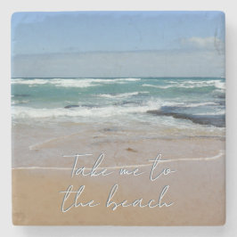 Posavasos De Piedra Estanque de piedra de arena azul del mar de playa