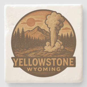 Posavasos De Piedra Estanque de piedra del Parque Nacional Yellowstone