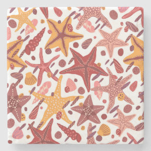 Posavasos De Piedra Estanques de Starfish: Patrón del Mar Escandinavo