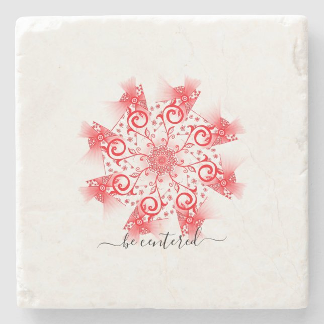 Posavasos De Piedra Estar centrado en el doodle de la línea fractal de (Anverso)