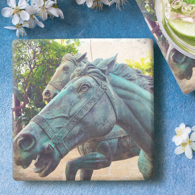 Posavasos De Piedra Estatua asiática de caballos turquesa de época, fo (Subido por el creador)
