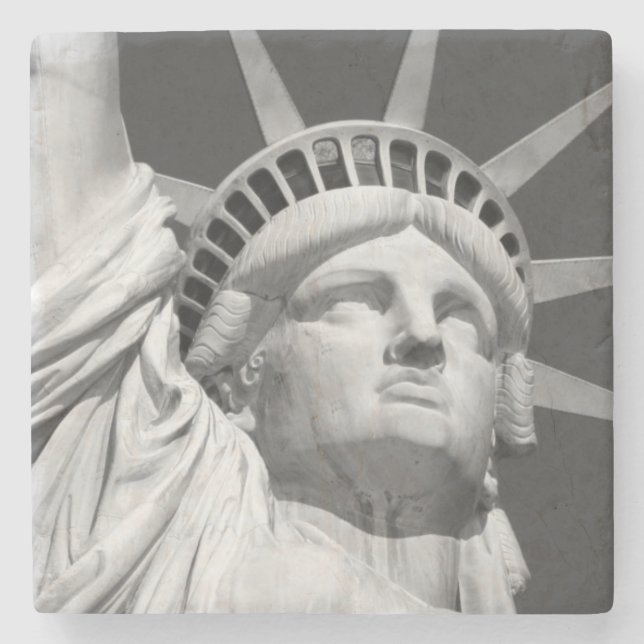 Posavasos De Piedra Estatua blanca y negra de la libertad (Anverso)