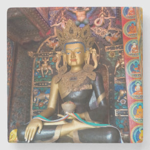 Posavasos De Piedra Estatua budista en el Monasterio Litang