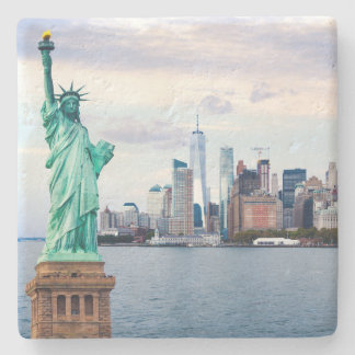 Posavasos De Piedra Estatua de la Libertad con el World Trade Center