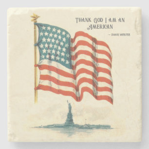 Posavasos De Piedra Estatua de la Libertad de la bandera americana