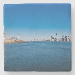 Posavasos De Piedra Estatua de la libertad, del río Hudson y de