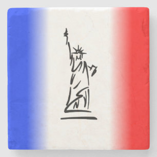 Posavasos De Piedra Estatua de la Libertad Franja Rojo Blanco Azul