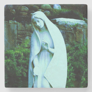 Posavasos De Piedra Estatua de la Virgen María Azul