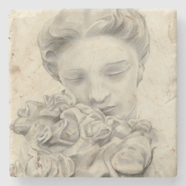 Posavasos De Piedra Estatua en el Jardín I (Anverso)