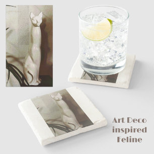 Posavasos De Piedra Estilo Art Deco de la época del gato