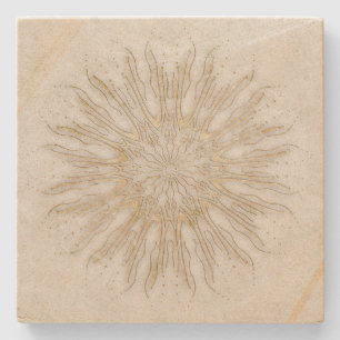Posavasos De Piedra Estilo boho orgánico bronceado mandala dorado blan