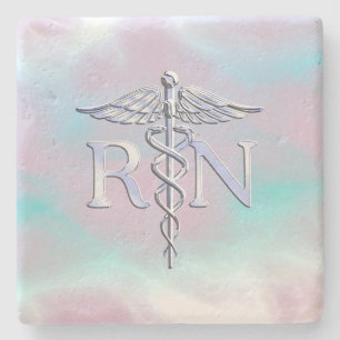 Posavasos De Piedra Estilo cromado RN Caduceus Aspecto de Perla Madre