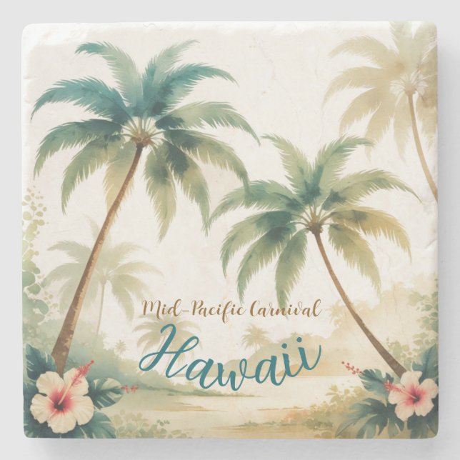 Posavasos De Piedra Estilo de época Hawai Viajes Honolulu (Anverso)