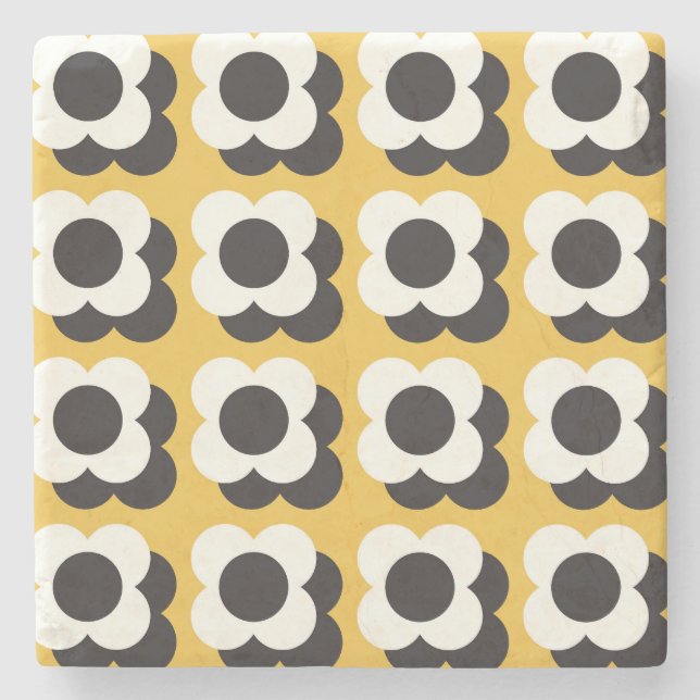 Posavasos De Piedra Estilo escandinavo, patrón floral vintage (Anverso)