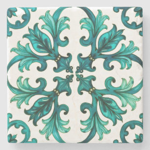 Posavasos De Piedra Estilo italiano, mosaico, verde