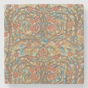 Posavasos De Piedra Estilo William Morris Cottagecore Ardilla Floral