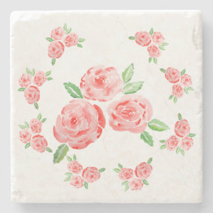 Posavasos De Piedra Estos son rosas acuarelas elegantes
