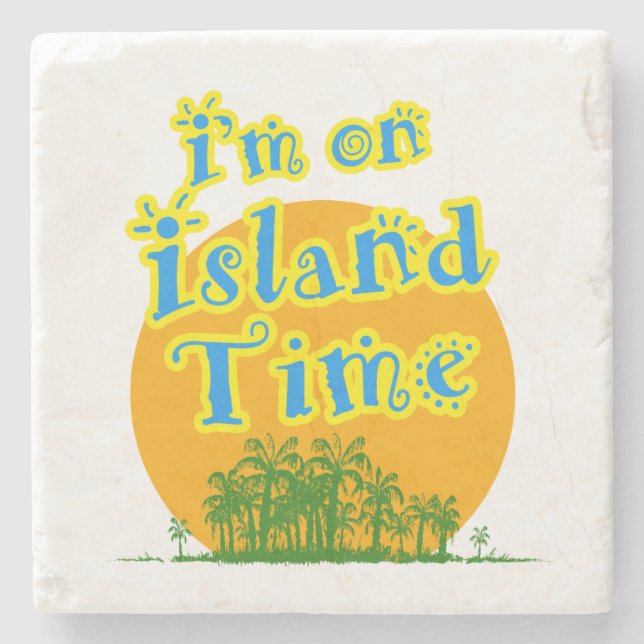 Posavasos De Piedra Estoy en la hora de la isla (Anverso)