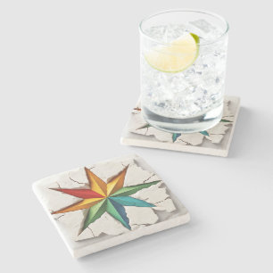 Posavasos De Piedra Estrella colorida guiando