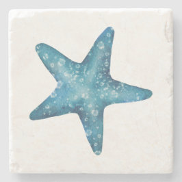 Posavasos De Piedra Estrella de mar azul acuarela náutica