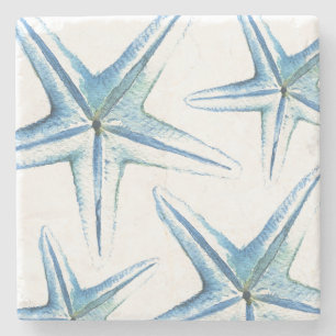 Posavasos De Piedra Estrella de Mar Azul Tropical Revestimiento de Pie