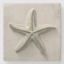Posavasos De Piedra Estrella de mar costera Aqua y Arena