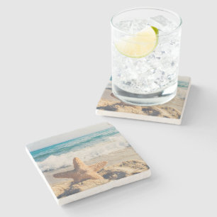 Posavasos De Piedra Estrella de mar playa arenosa océano