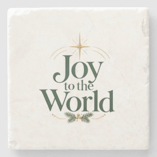 Posavasos De Piedra Estrella de Navidad Joy to the World y Ston de hoj