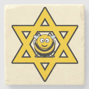 Posavasos De Piedra Estrella judía de David con abeja de miel