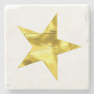 Posavasos De Piedra Estrella metálica dorada elegante y chic