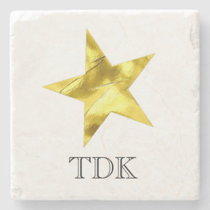 Posavasos De Piedra Estrella metálica dorada personalizada con estilo