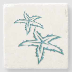 Posavasos De Piedra Estrellas de mar verde azuladas