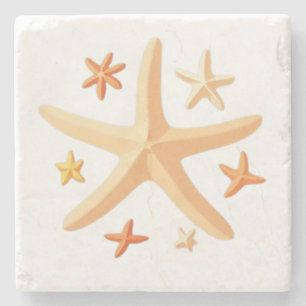 Posavasos De Piedra Estrellas de mar y las pequeñas