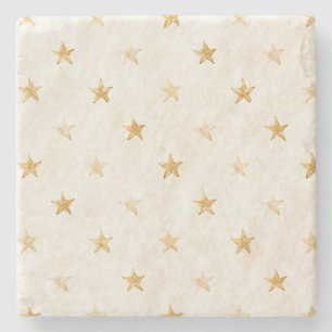 Posavasos De Piedra Estrellas de Oro de Crema