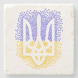 Posavasos De Piedra Estrellas de tridente de heraldry de Ucrania