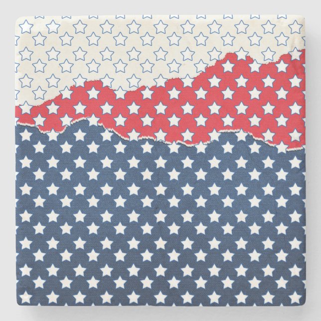 Posavasos De Piedra Estrellas rojas, blancas y azules (Estados Unidos) (Anverso)