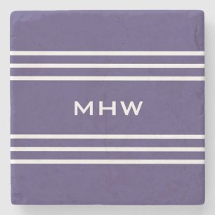 Posavasos De Piedra Estriberas violetas personalizado monocroma de pie