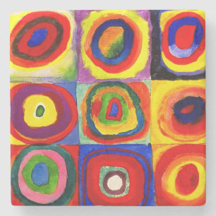 Posavasos De Piedra Estudio de color de Kandinsky Cuadrados Círculos A