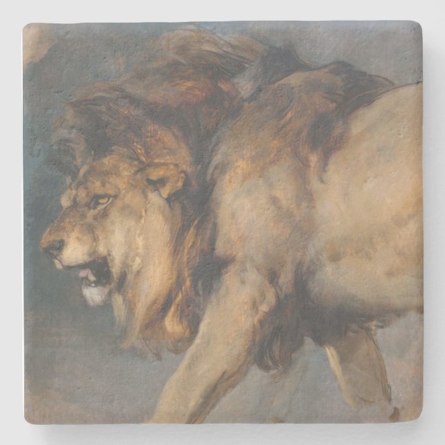 Posavasos De Piedra Estudio de un león (por Edwin Henry Landseer) (Anverso)