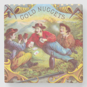 Posavasos De Piedra Etiqueta de cigarro antiguo de nuggets de oro